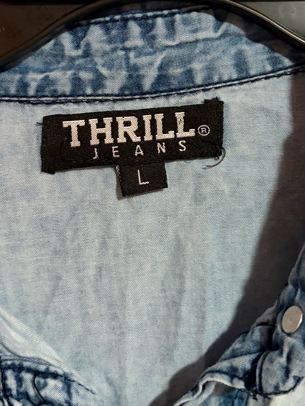 Vintage 90s Thrill Acid Wash Denim Shirt - Picture 2 of 8